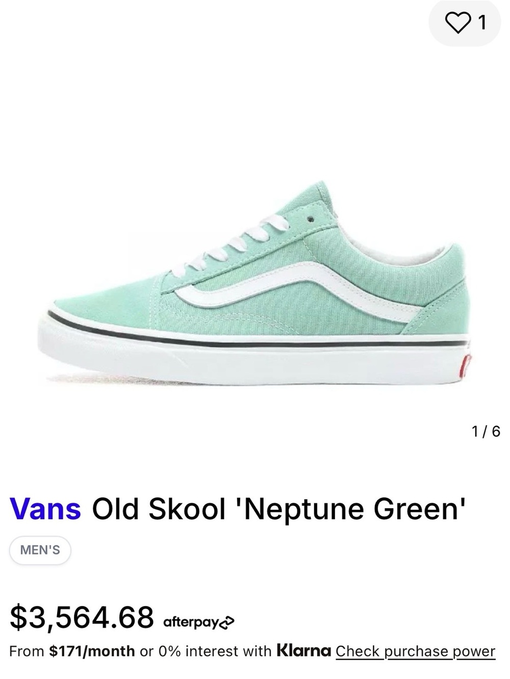 Vans Old Skool Men's Sneakers in Mint Green and White 7m/8.5w